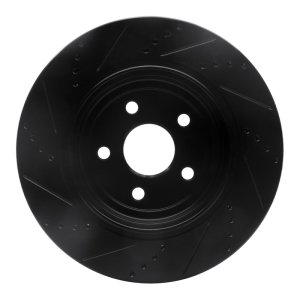Dodge Durango Brake Rotor (1) - Rear Right - R1 Concepts - Drilled & Slotted - Black - `12-`25